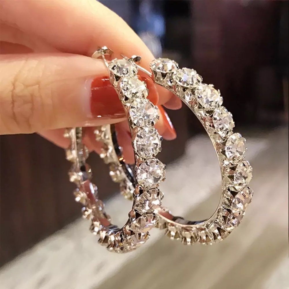Silver Diamond simulated earrings. Created by master jewelers